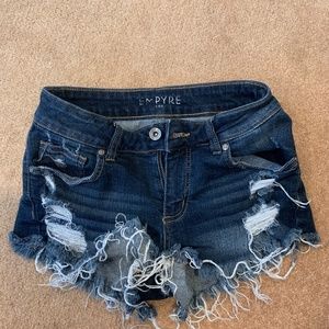 Destroyed denim jean shorts